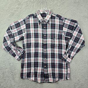 VRG Woolrich Men's Cotton Blue\Gray Plaid Button Up Shirt Made In USA Size L